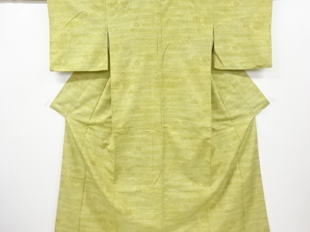 JAPANESE KIMONO / ANTIQUE KIMONO / TSUMUGI / WOVEN FLORAL PLANTS